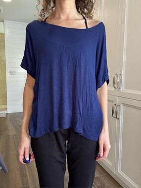 Tea N Rose Navy Open Back Top